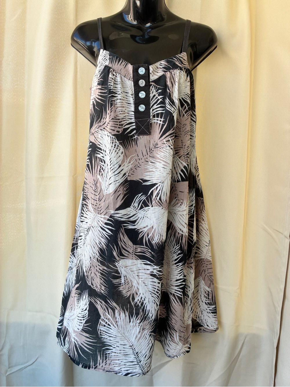 Brian Lichtenberg Palm Leaf Cotton Sleeveless Mini Shift Dress